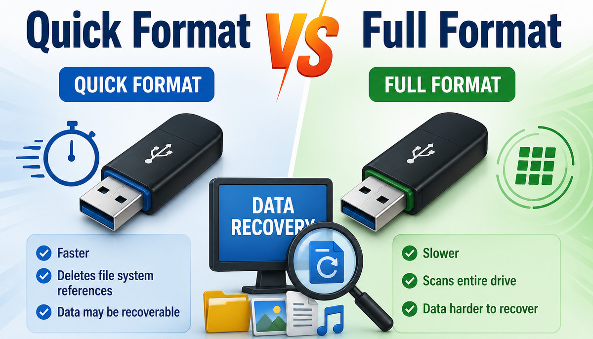 Schnellformatierung vs. Vollformatierung auf USB