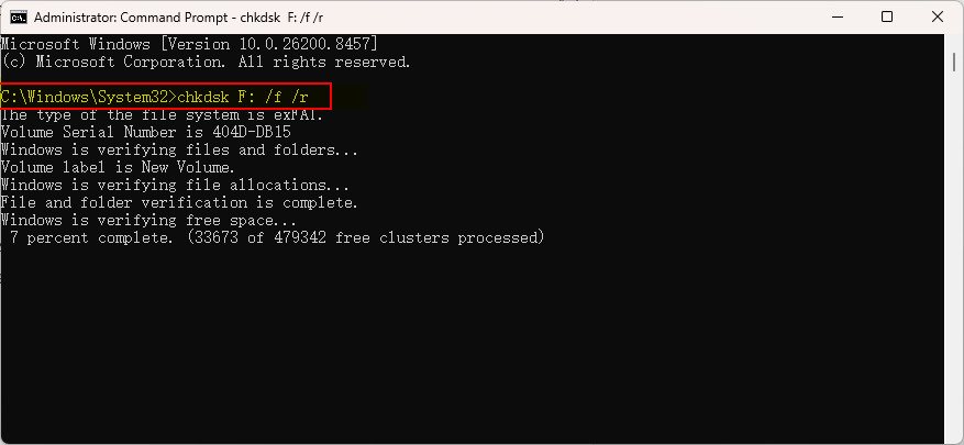 RAW-Laufwerk mit CHKDSK reparieren