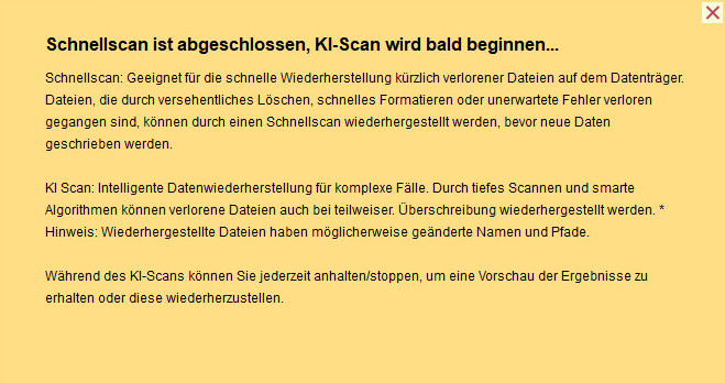 Schnellscan und KI-Scan