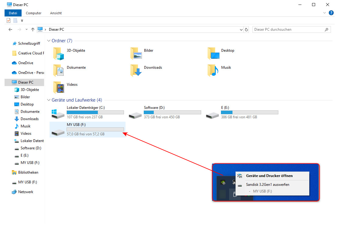 Verbinden Sie Ihren USB-Stick mit dem PC