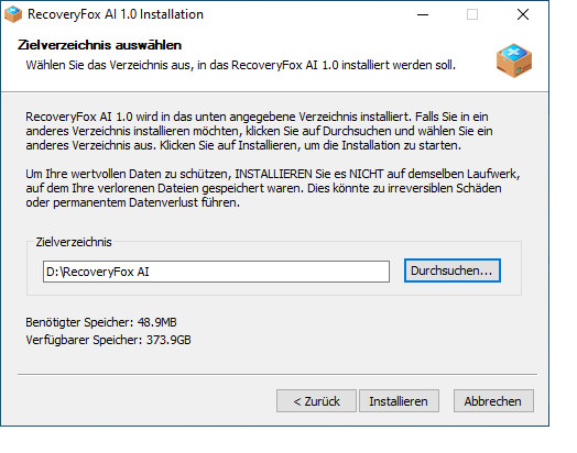 Installationswarnung