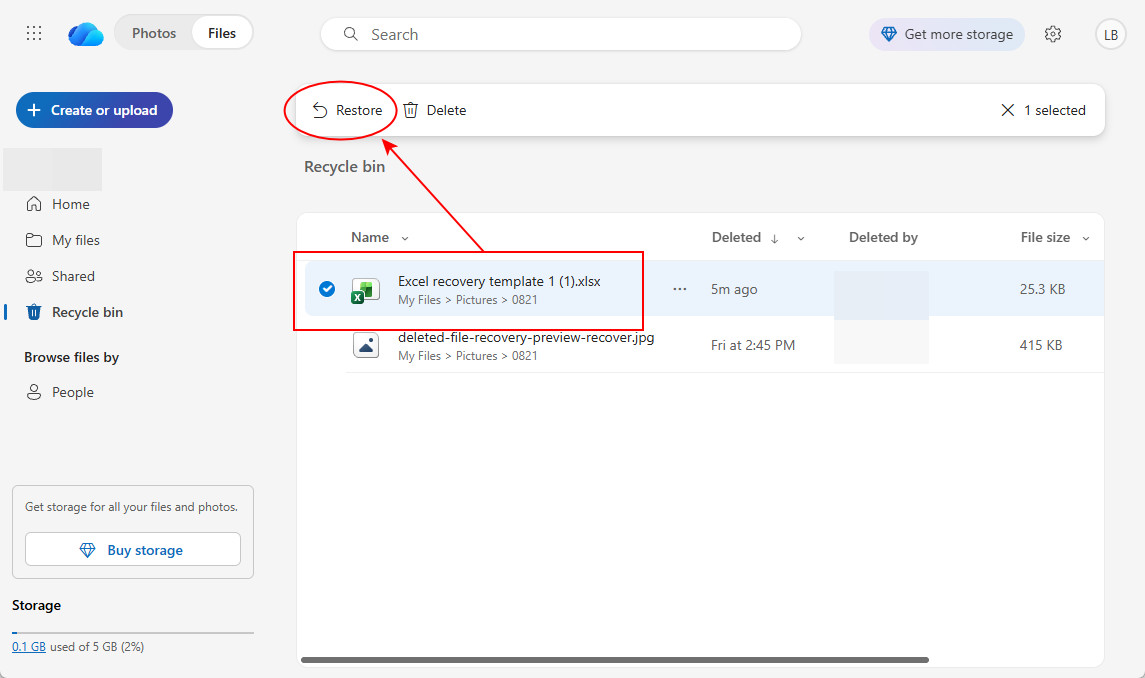 Gelöschte Excel-Datei aus OneDrive wiederherstellen