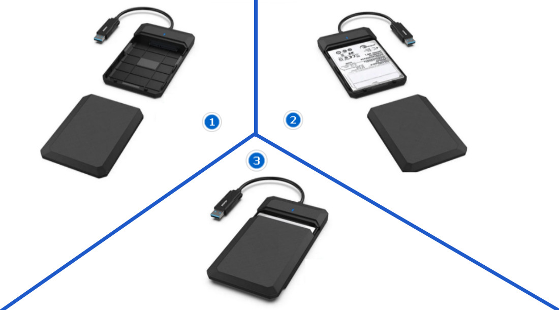 SATA-HDD-Gehäuse mit dem PC verbinden
