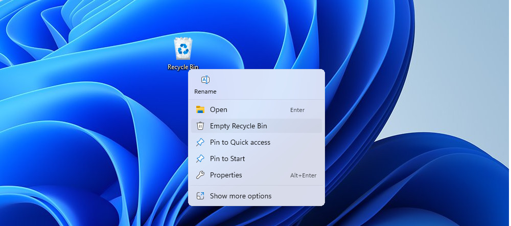 Papierkorb auf dem Desktop leeren