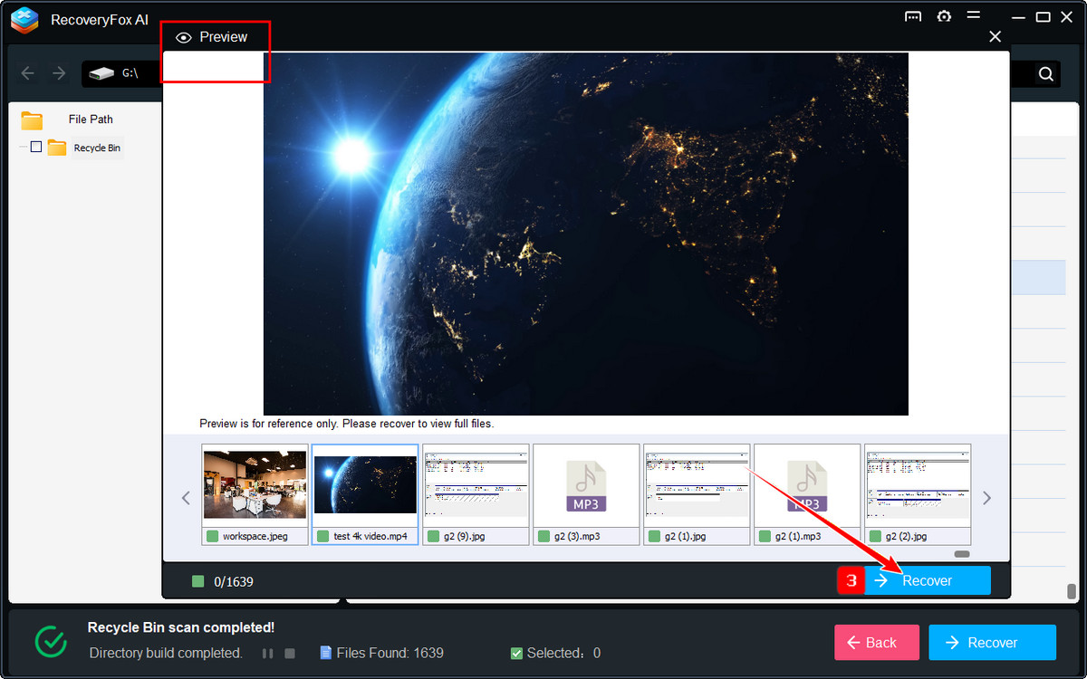 Dateien Vorschau und Wiederherstellung