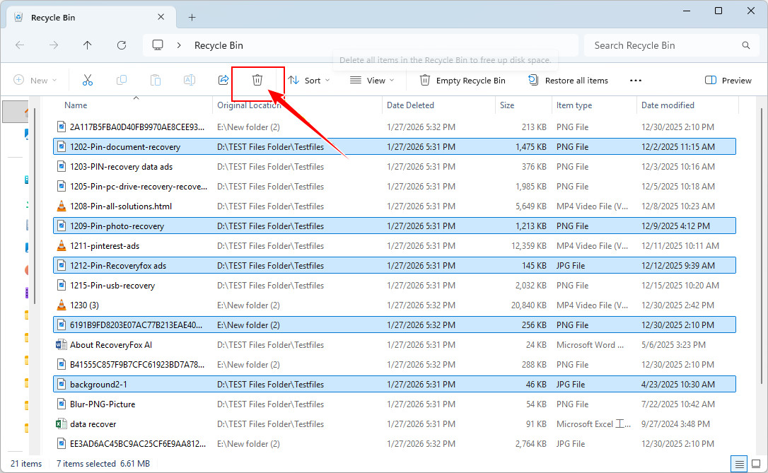 Papierkorb im Datei-Explorer leeren