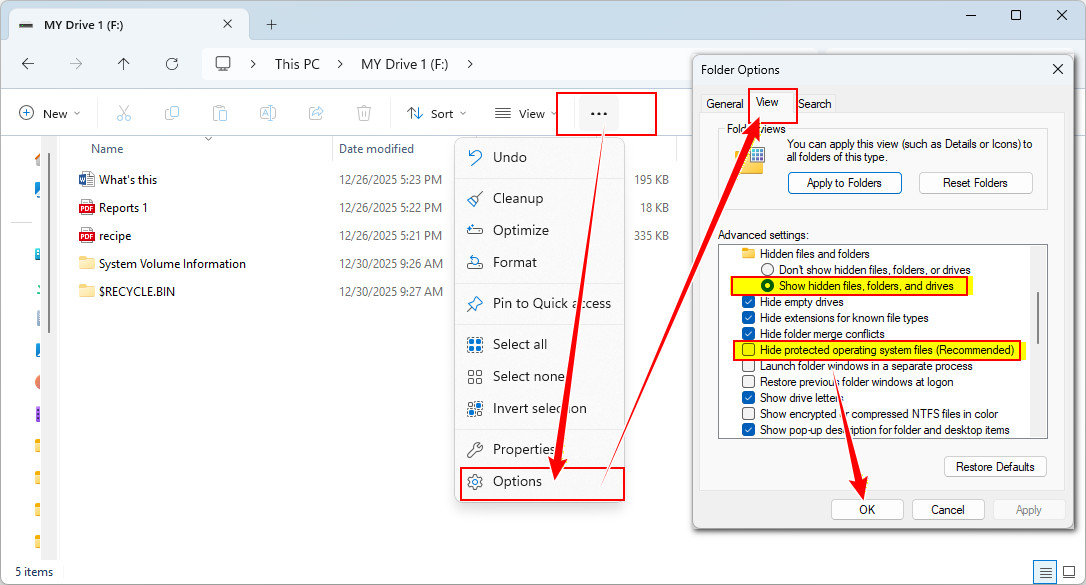 $RECYCLE.BIN sichtbar machen