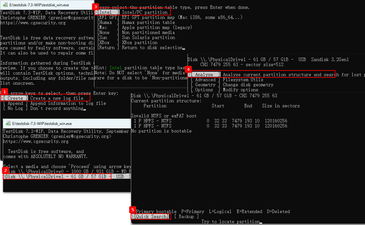 RAW-SD-Karten-Datenrettung mit TestDisk
