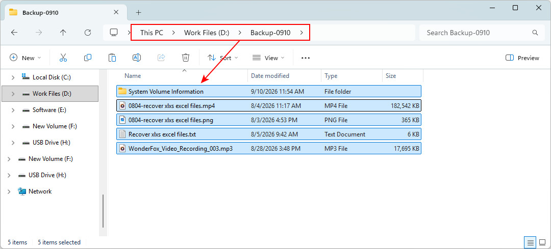 Kopierte USB-Dateien an einem anderen Speicherort speichern