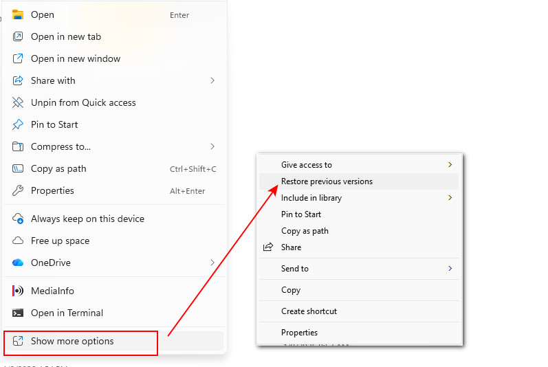 Dateiversionsverlauf öffnen